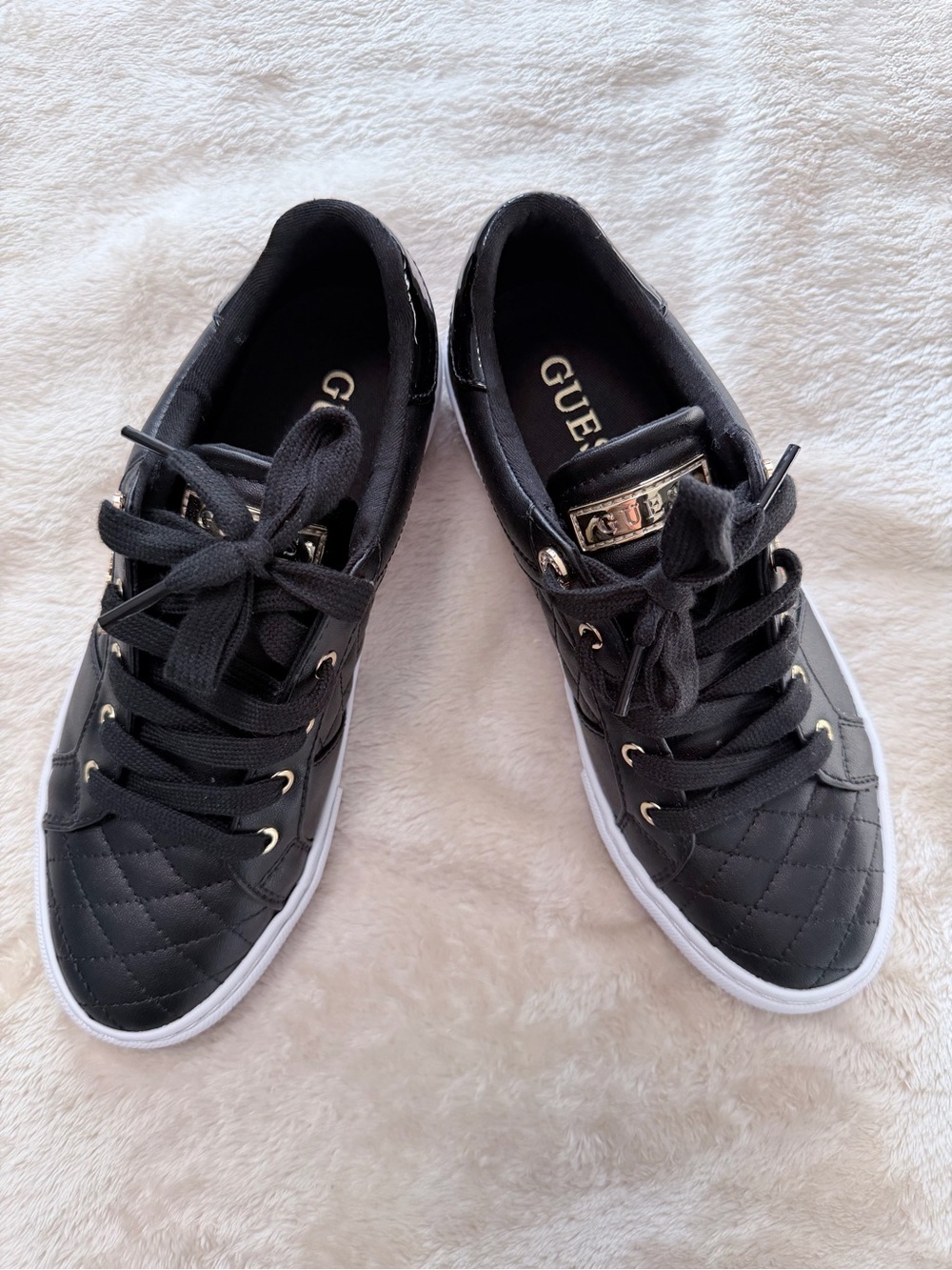 GUESS Quilted Black Lace-Up Women's Sneakers